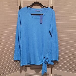 Apt. 9 Women's Blue Side Knot Top- Size L- NWT